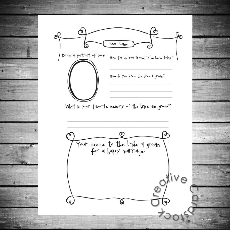 Unique Wedding Guest Book Page Customized By CreativeCardstock