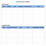 Vacation Itinerary Template 8 Free Excel PDF Documents