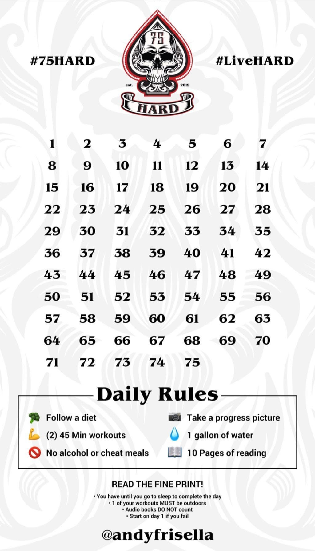 Free Printable 75 Hard Challenge Template