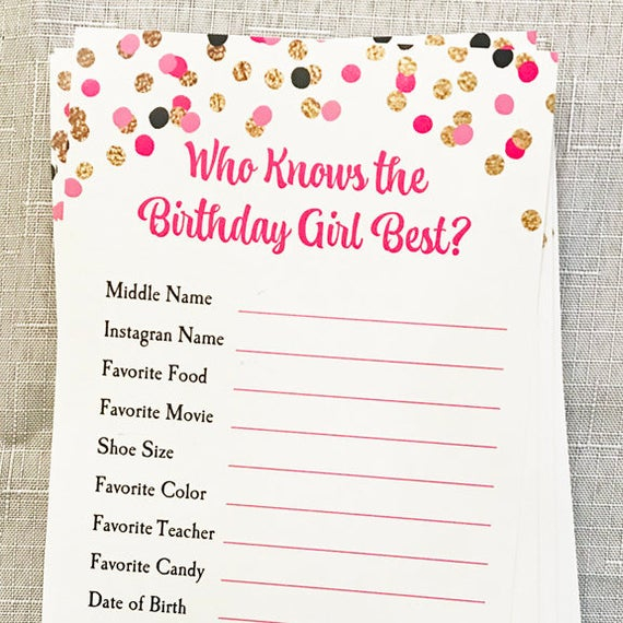 Who Knows The Birthday Girl Best Free Printable 