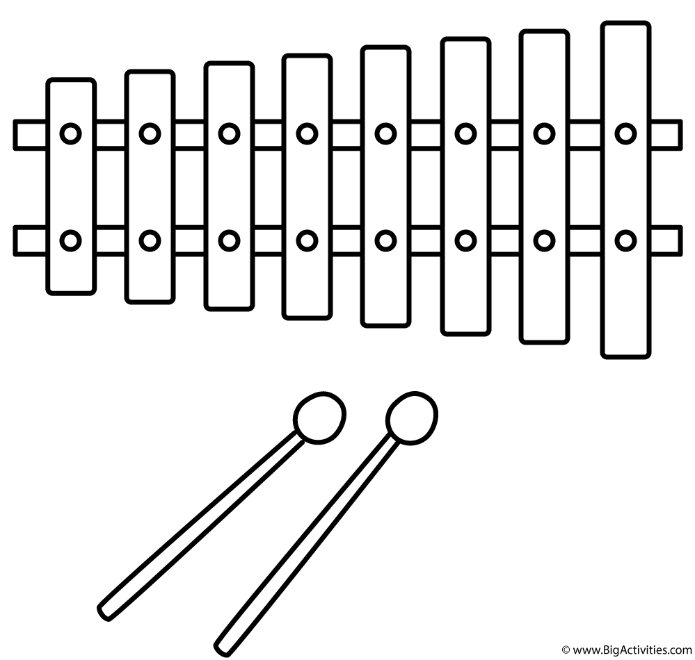 Xylophone Coloring Page Musical Instruments 