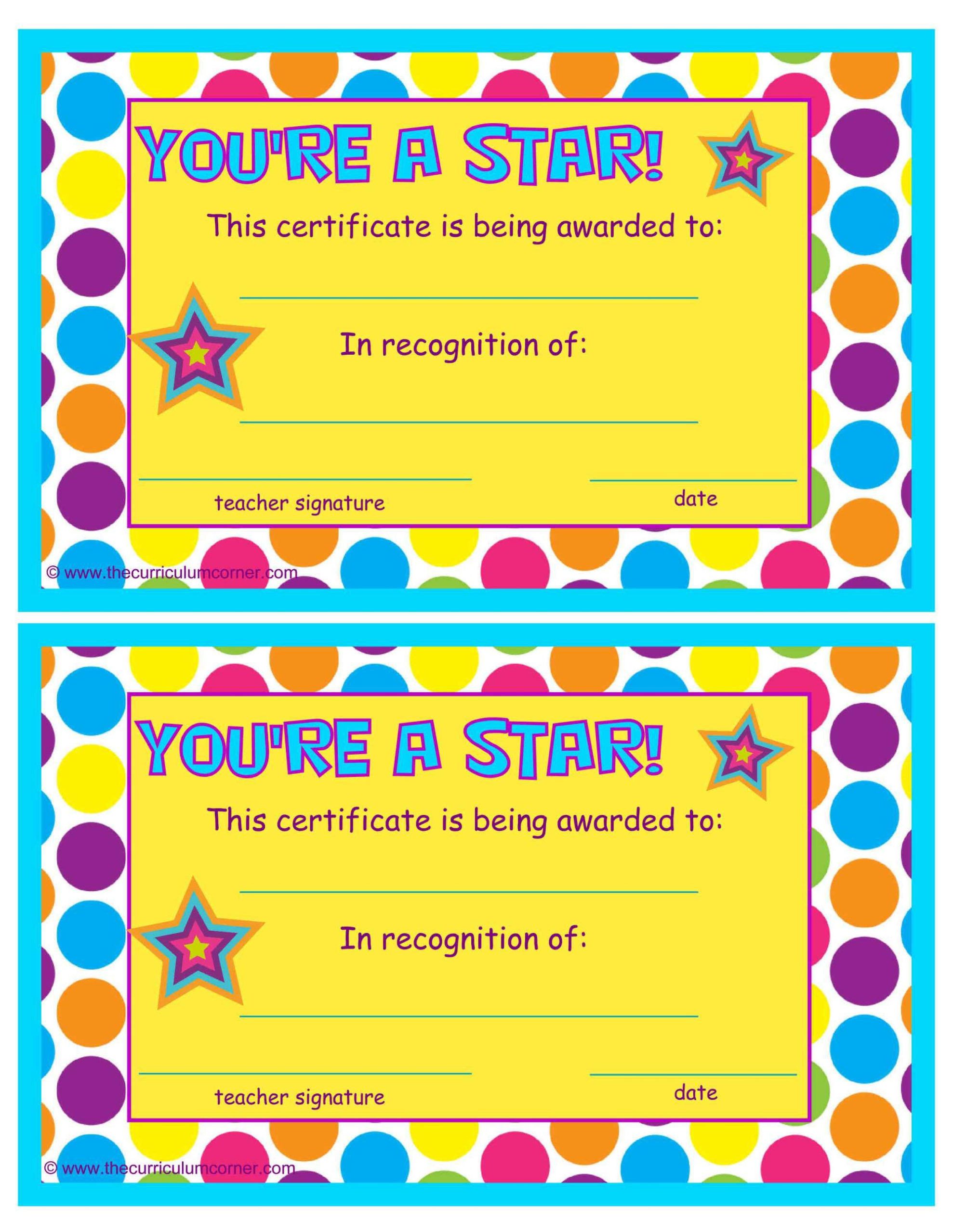 You re A Star End Of The Year Certificates Star Students 