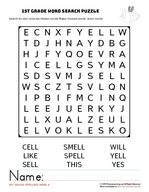 18 Pedagogic 1st Grade Word Searches KittyBabyLove