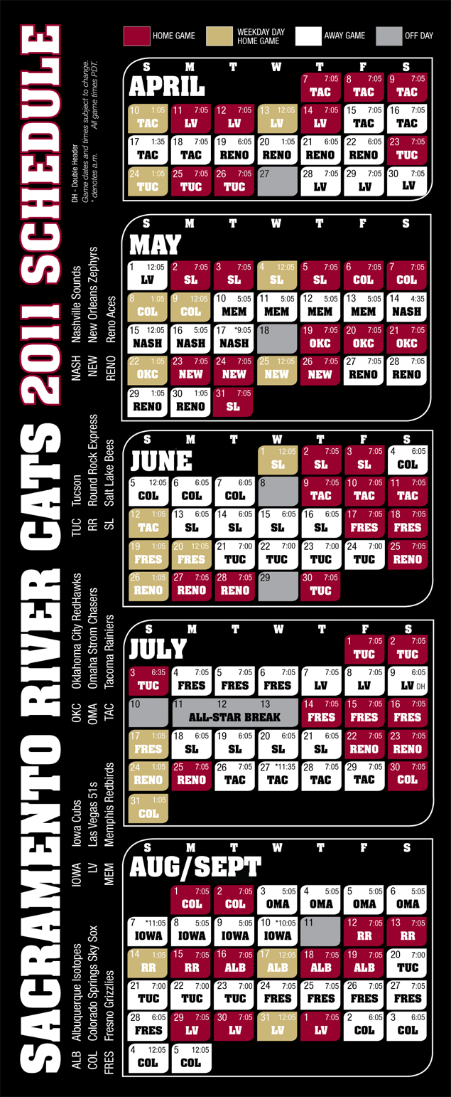 Sacramento River Cats Printable Schedule