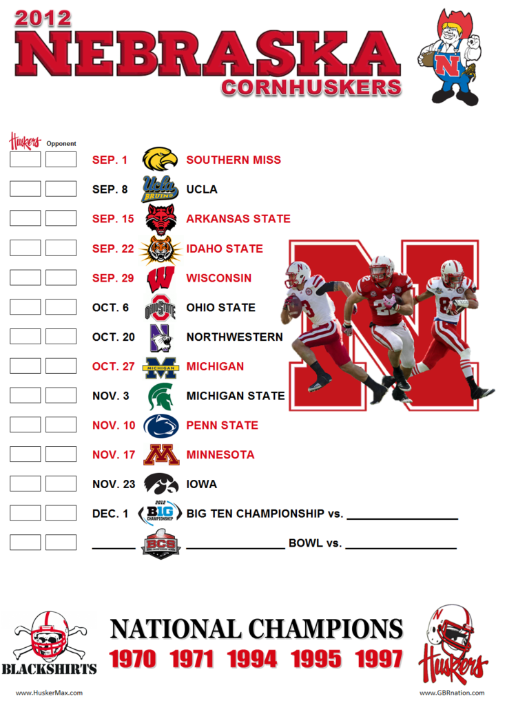 2012 Printable Schedule HuskerMax