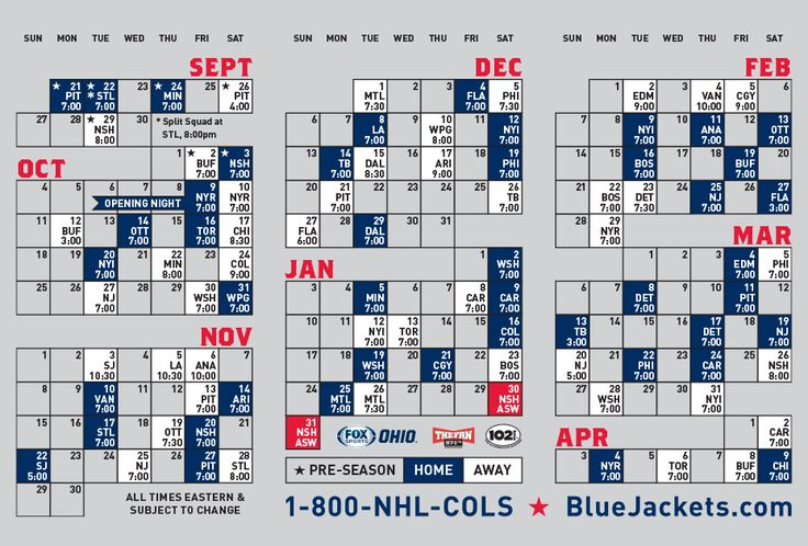 2015 16 CBJ Schedule Columbus Blue Jackets Blue Jacket 