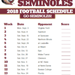 2018 Printable Florida State Seminoles Football Schedule