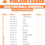 2018 Printable Tennessee Volunteers Football Schedule