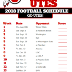 2018 Printable Utah Utes Football Schedule Utah Utes