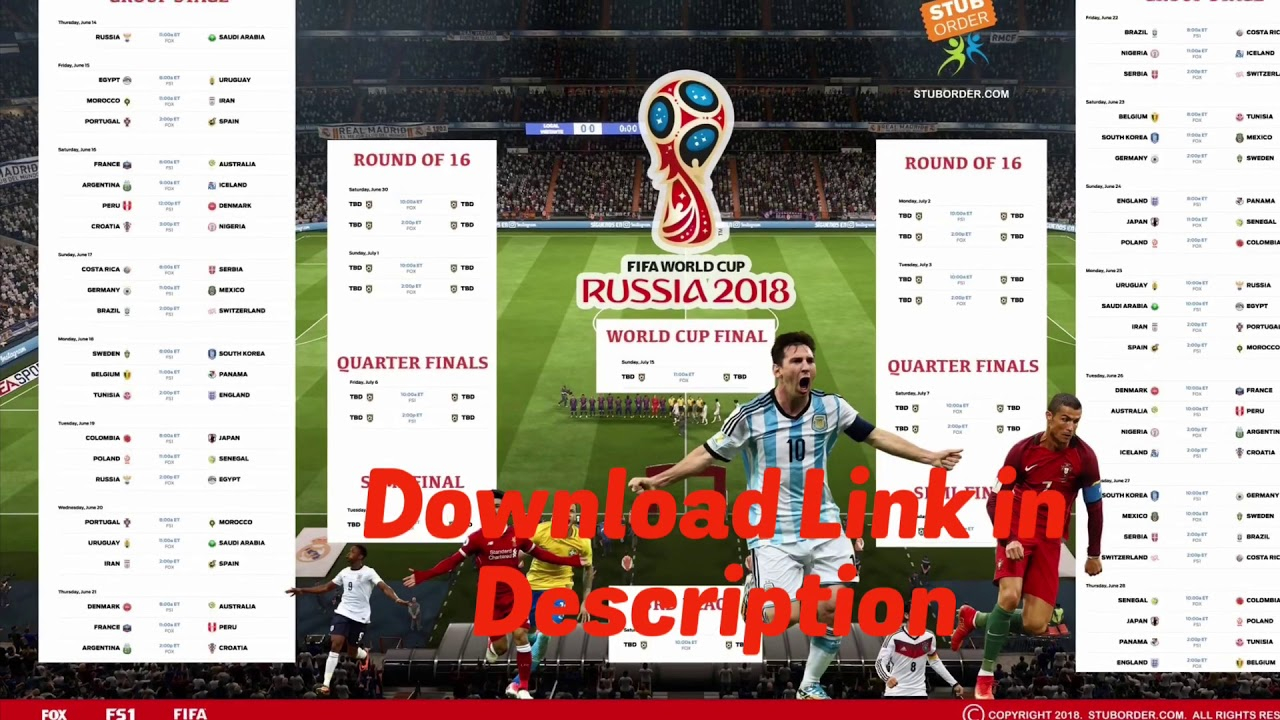 2018 World Cup Printable Schedule And Wall Chart Eastern 