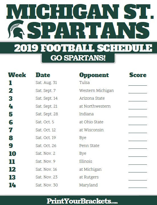 2019 Michigan State Spartans Football Schedule Michigan 