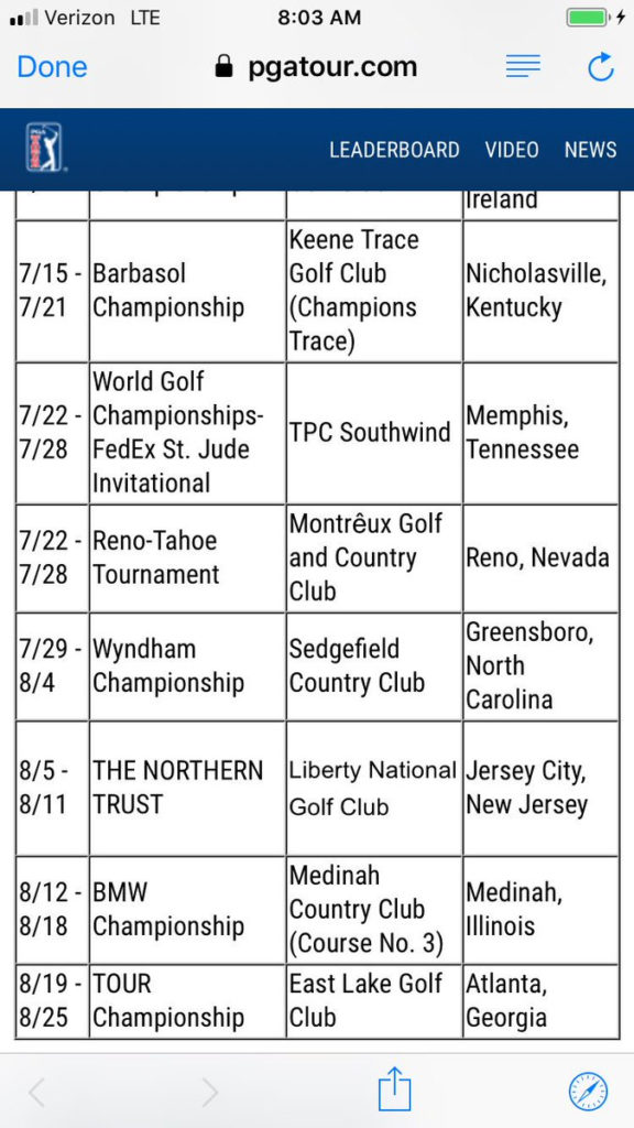 pga tour schedule illinois