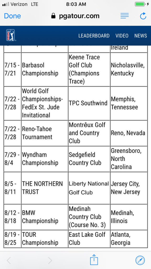 pga tour apple calendar