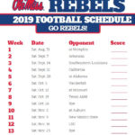 2019 Printable Mississippi Rebels Football Schedule