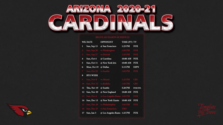 2020 2021 Arizona Cardinals Wallpaper Schedule