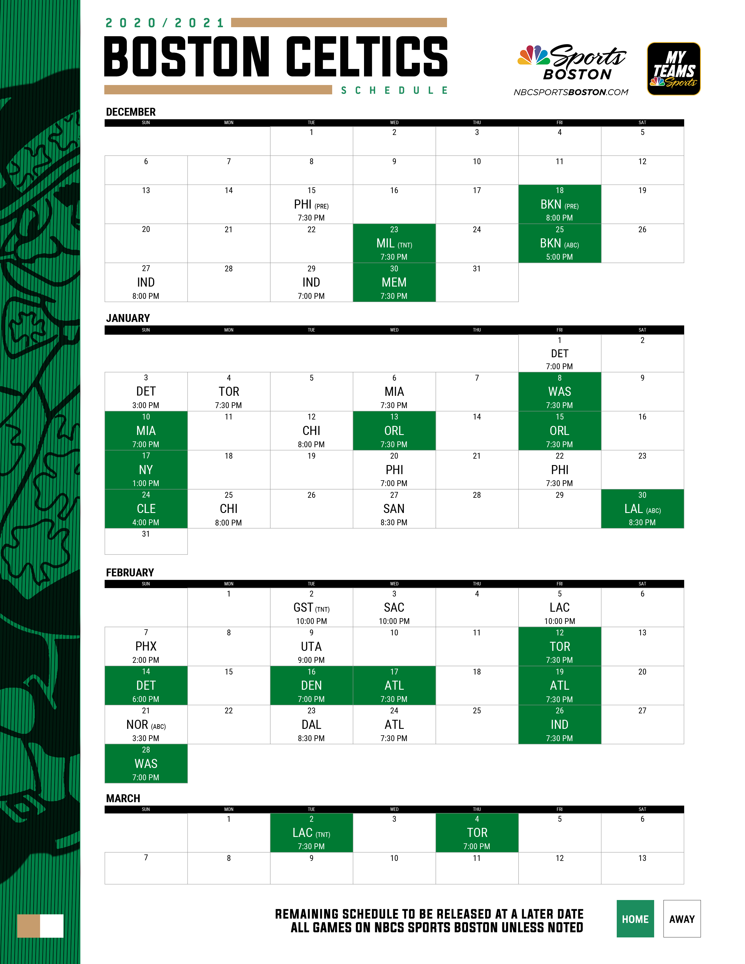 2020 2025 Boston Celtics Printable Schedule NBC Sports 