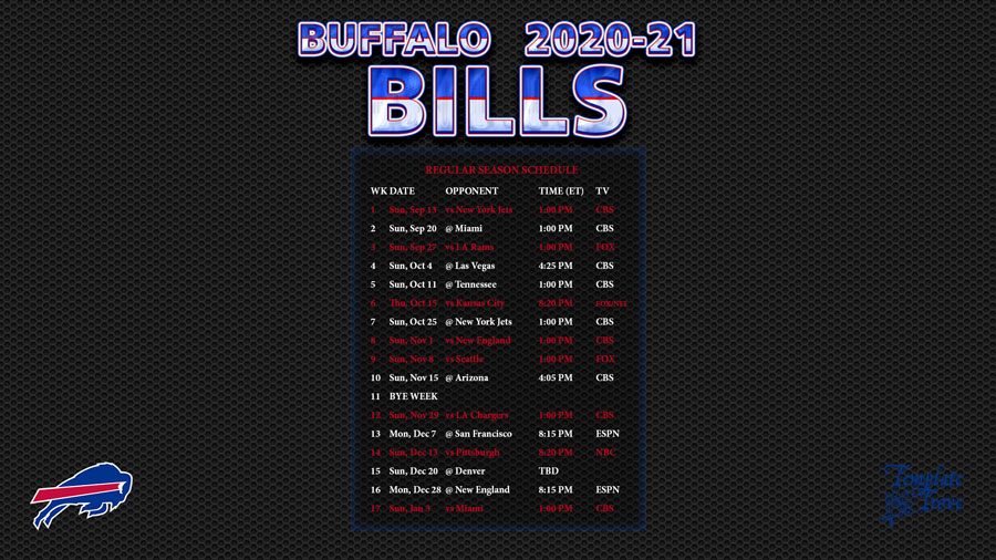 2020 2021 Buffalo Bills Wallpaper Schedule