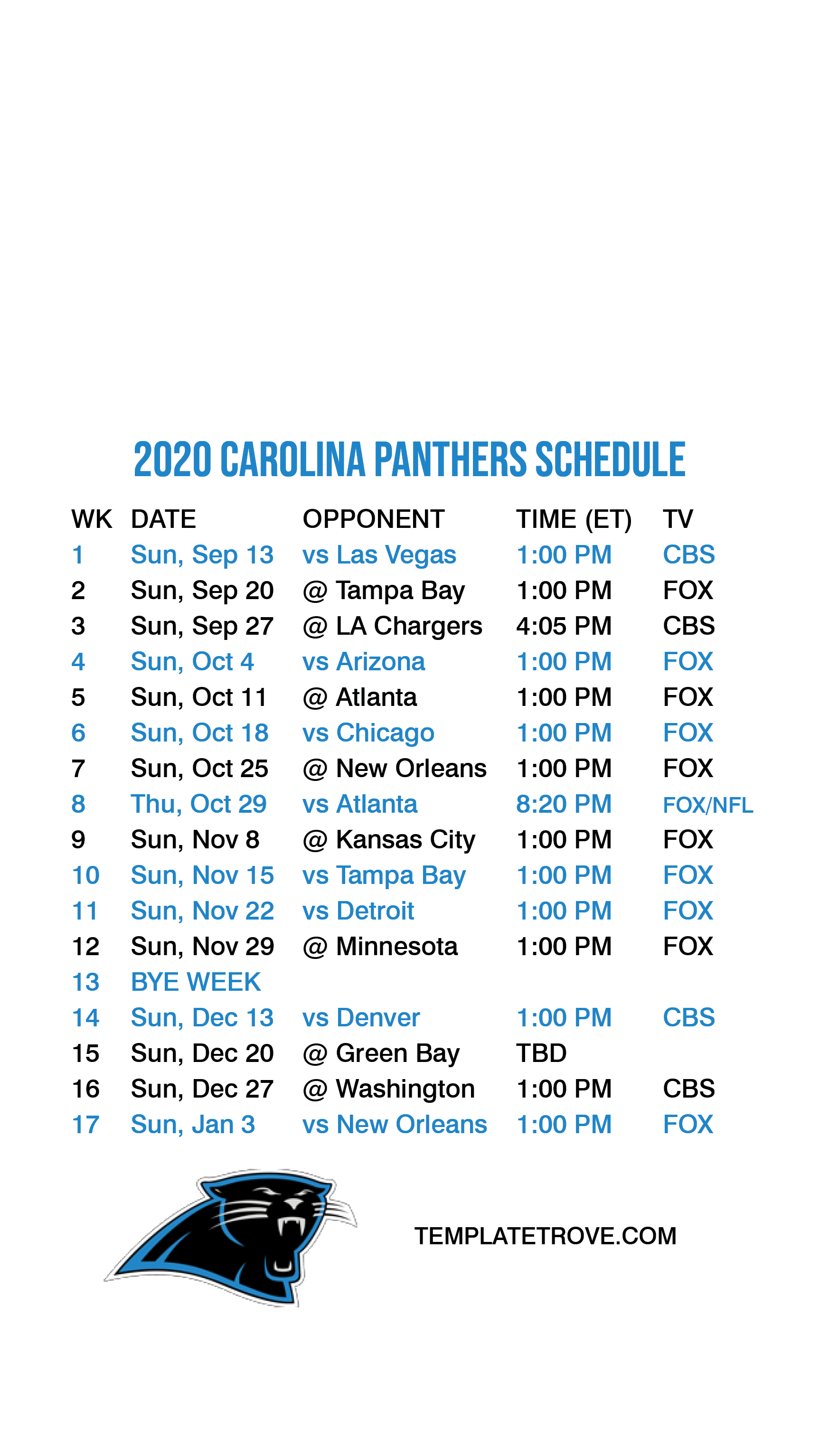 2020 2025 Carolina Panthers Lock Screen Schedule For 