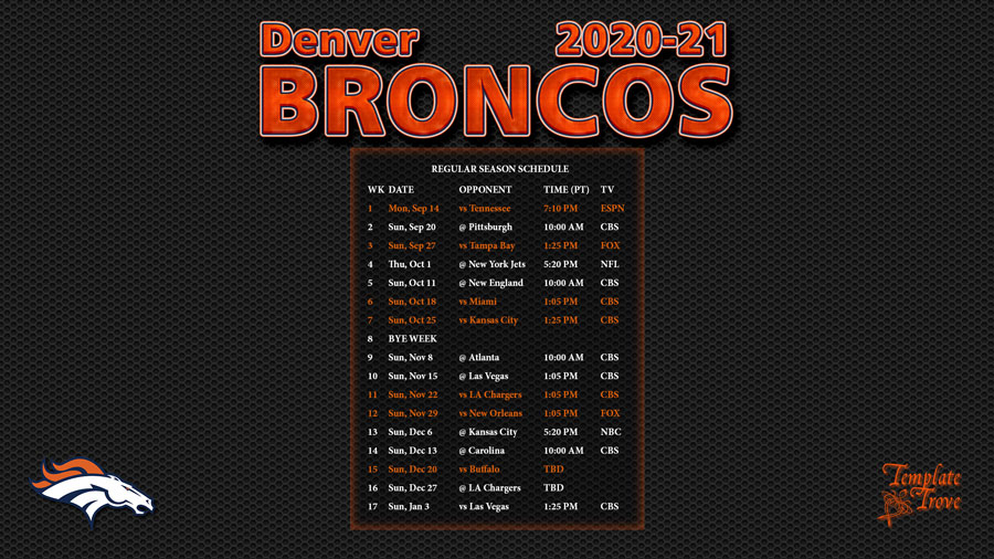 2020 2025 Denver Broncos Wallpaper Schedule