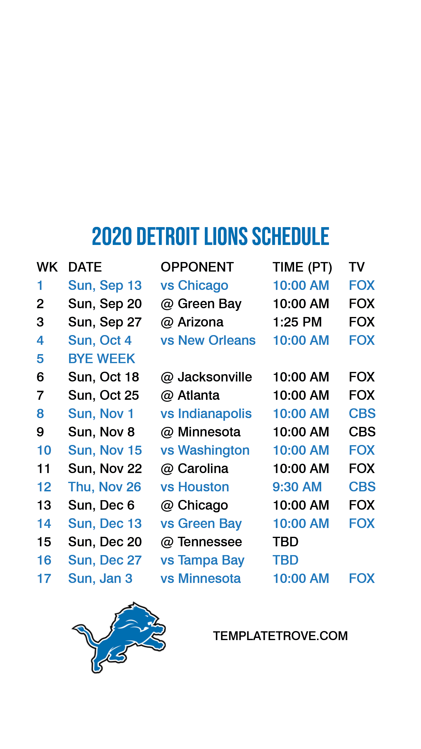 2020 2025 Detroit Lions Lock Screen Schedule For IPhone 6 