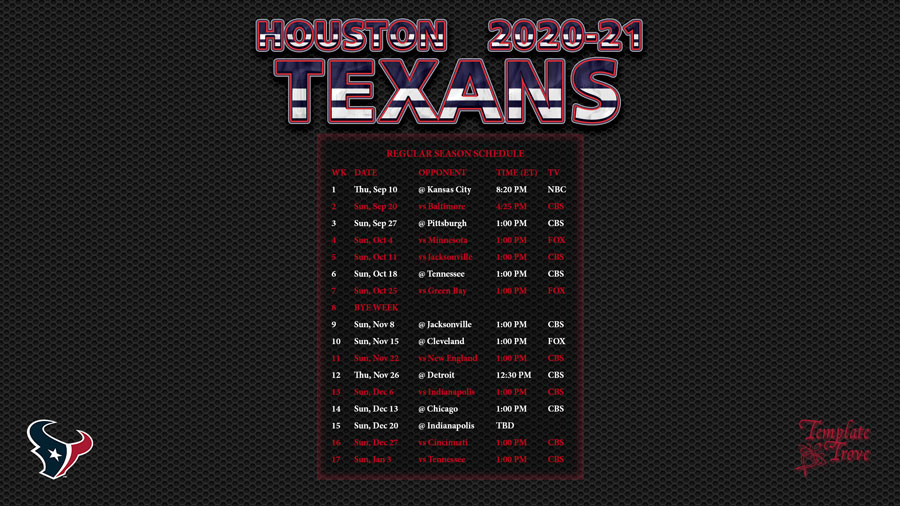 2020 2025 Houston Texans Wallpaper Schedule