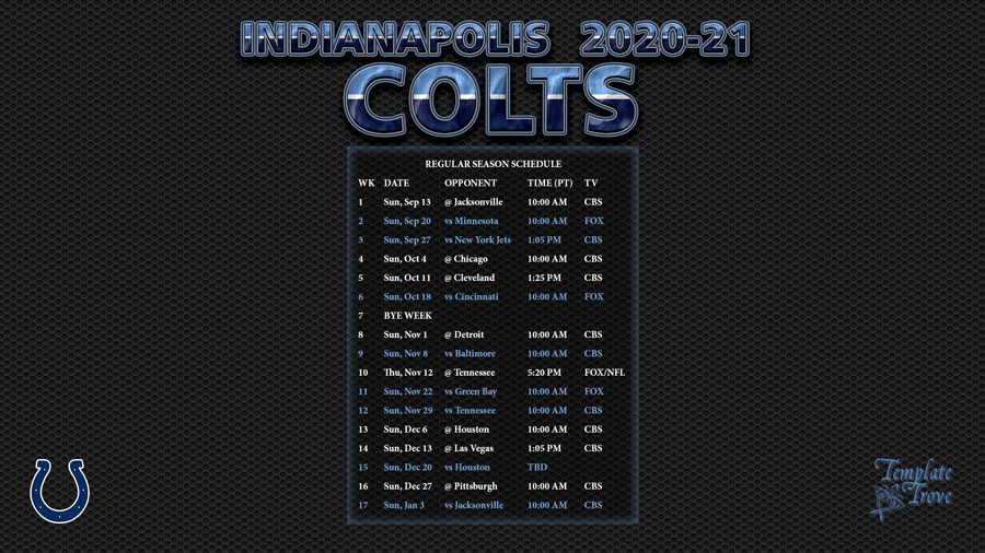 2020 2021 Indianapolis Colts Wallpaper Schedule