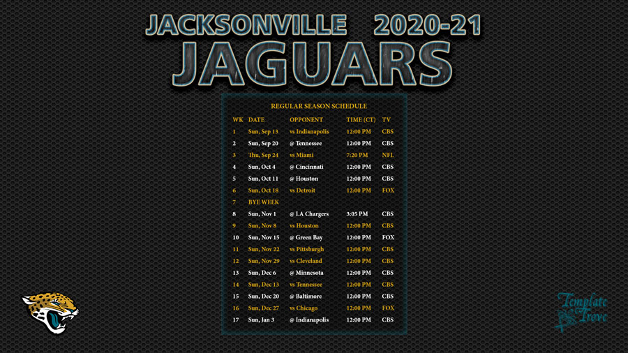 2020 2021 Jacksonville Jaguars Wallpaper Schedule