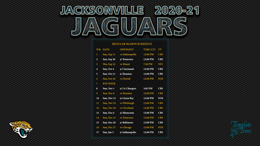 2020 2025 Jacksonville Jaguars Wallpaper Schedule