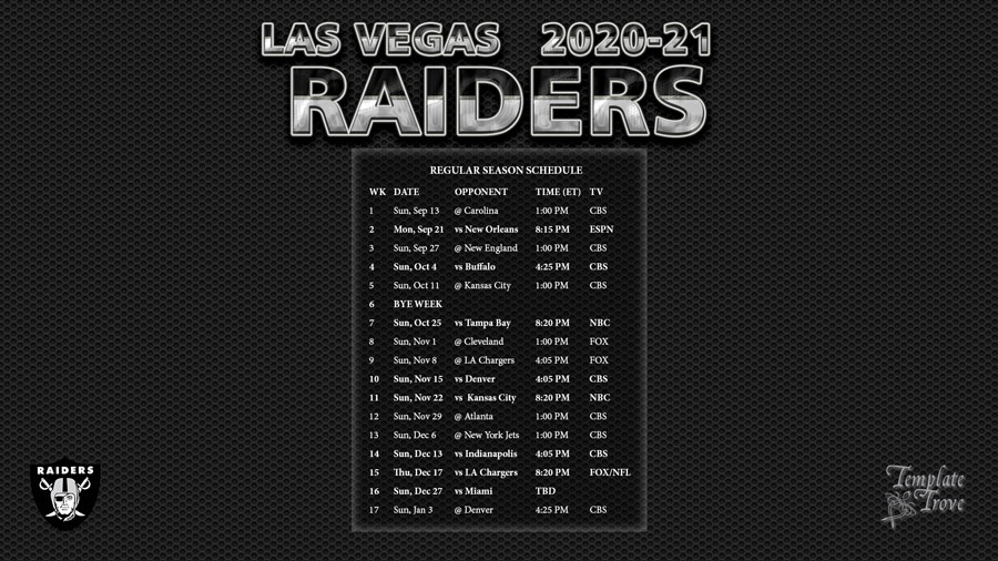 2020 2025 Las Vegas Raiders Wallpaper Schedule