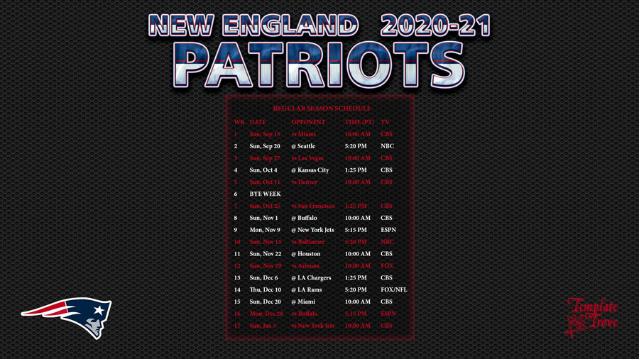 2020 2025 New England Patriots Wallpaper Schedule
