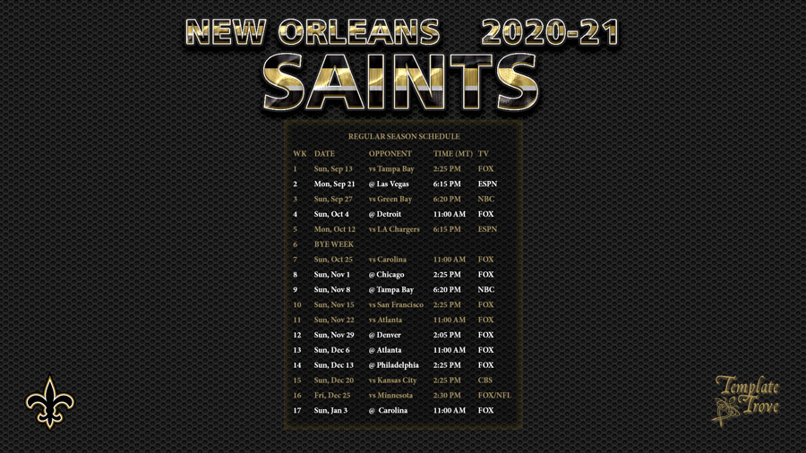 2020 2025 New Orleans Saints Wallpaper Schedule