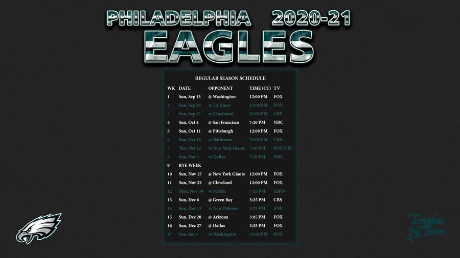 2020 2021 Philadelphia Eagles Wallpaper Schedule