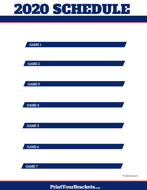 2020 MLB World Series TV Schedule Printable