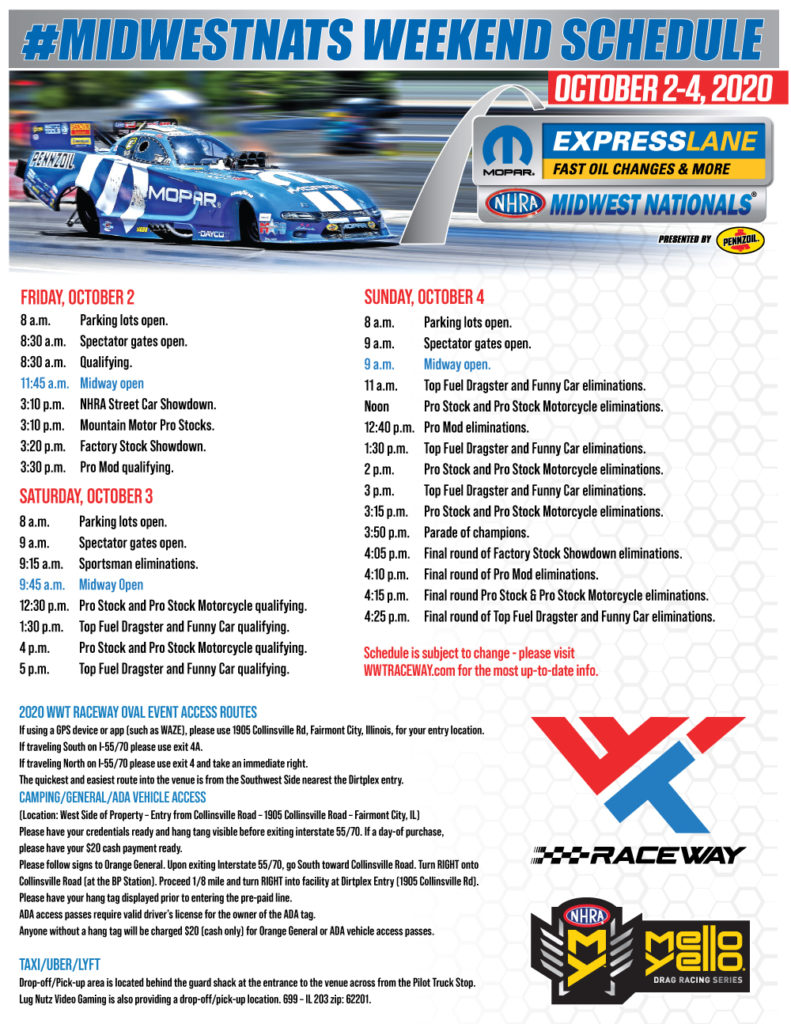 2021 Nhra Schedule Printable