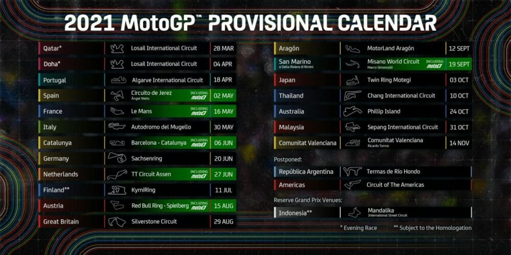 2021 MotoGP Schedule Updated Cycle News