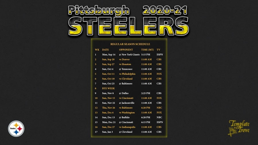 2021 Nfl Football Schedule Printable Calendar Template 