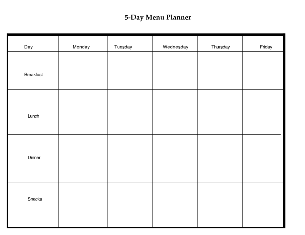5 Day Weekly Planner Printable Scope Of Work Template