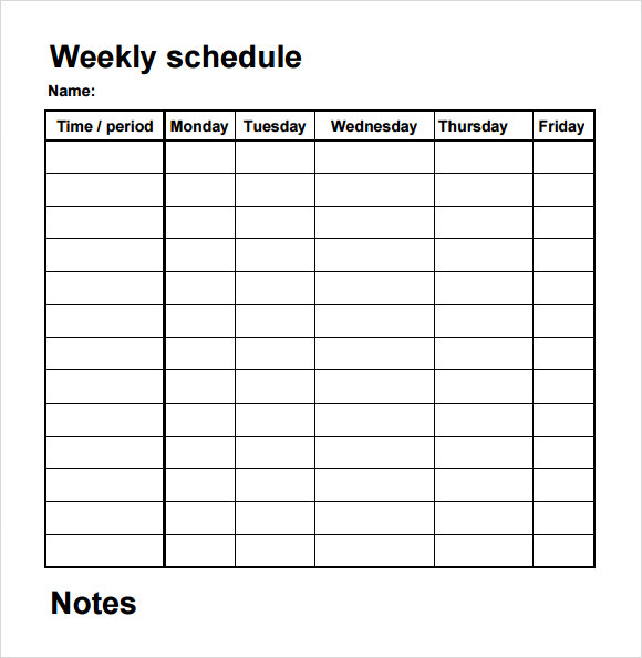5 Sample Blank Schedule Templates To Download Sample 