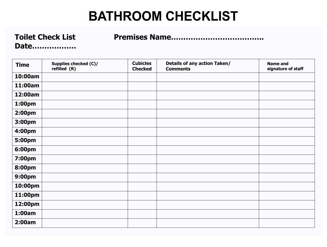 Toileting Schedule Template