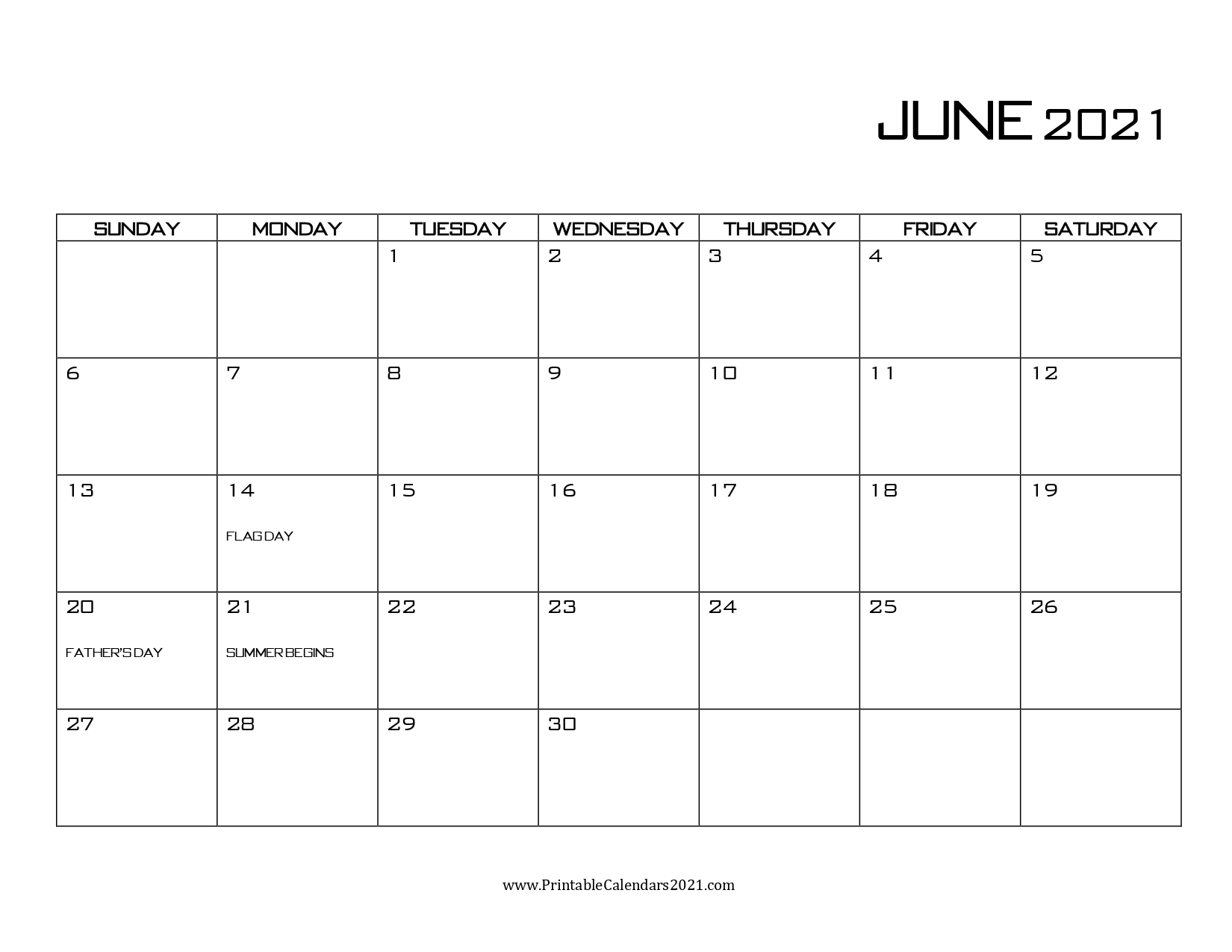60 Free June 2021 Calendar Printable With Holidays Blank 