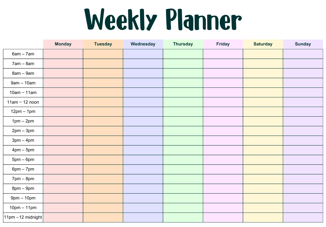 7 Best Printable Weekly Calendar With 15 Minute Time Slots 