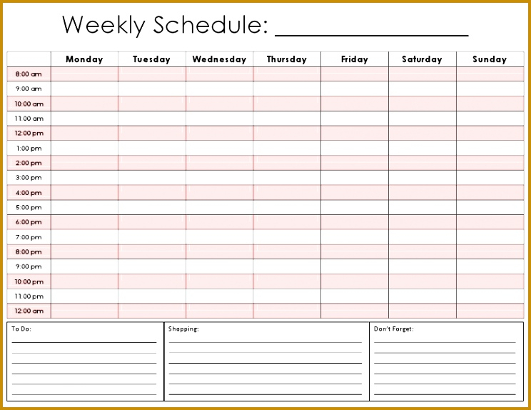 7 Blank Daily Schedule Pdf FabTemplatez