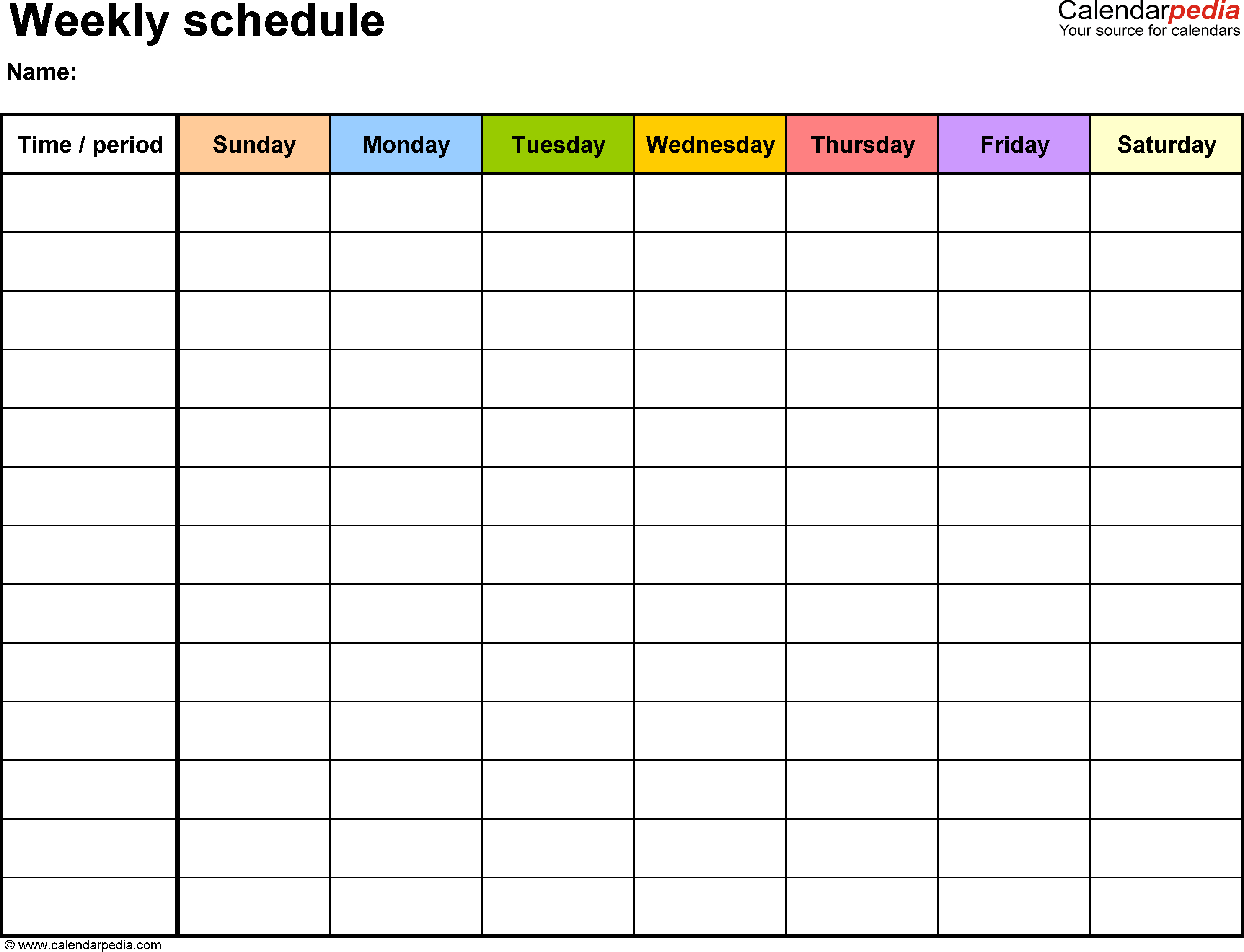 7 Day Schedule Template Blank Free Calendar Template