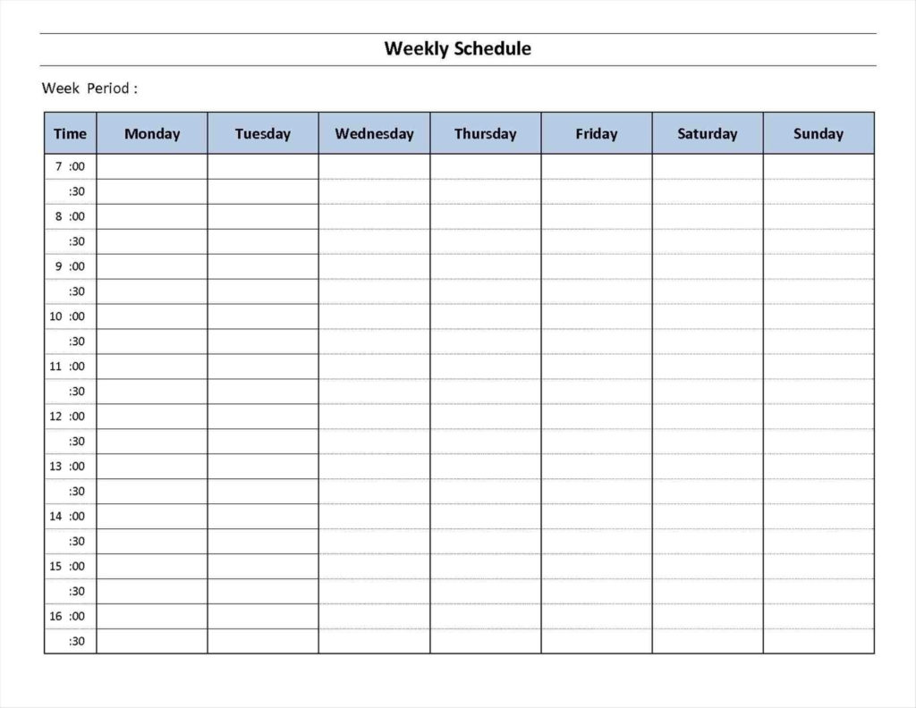 7 Day Weekly Planner Template Printable Calendar