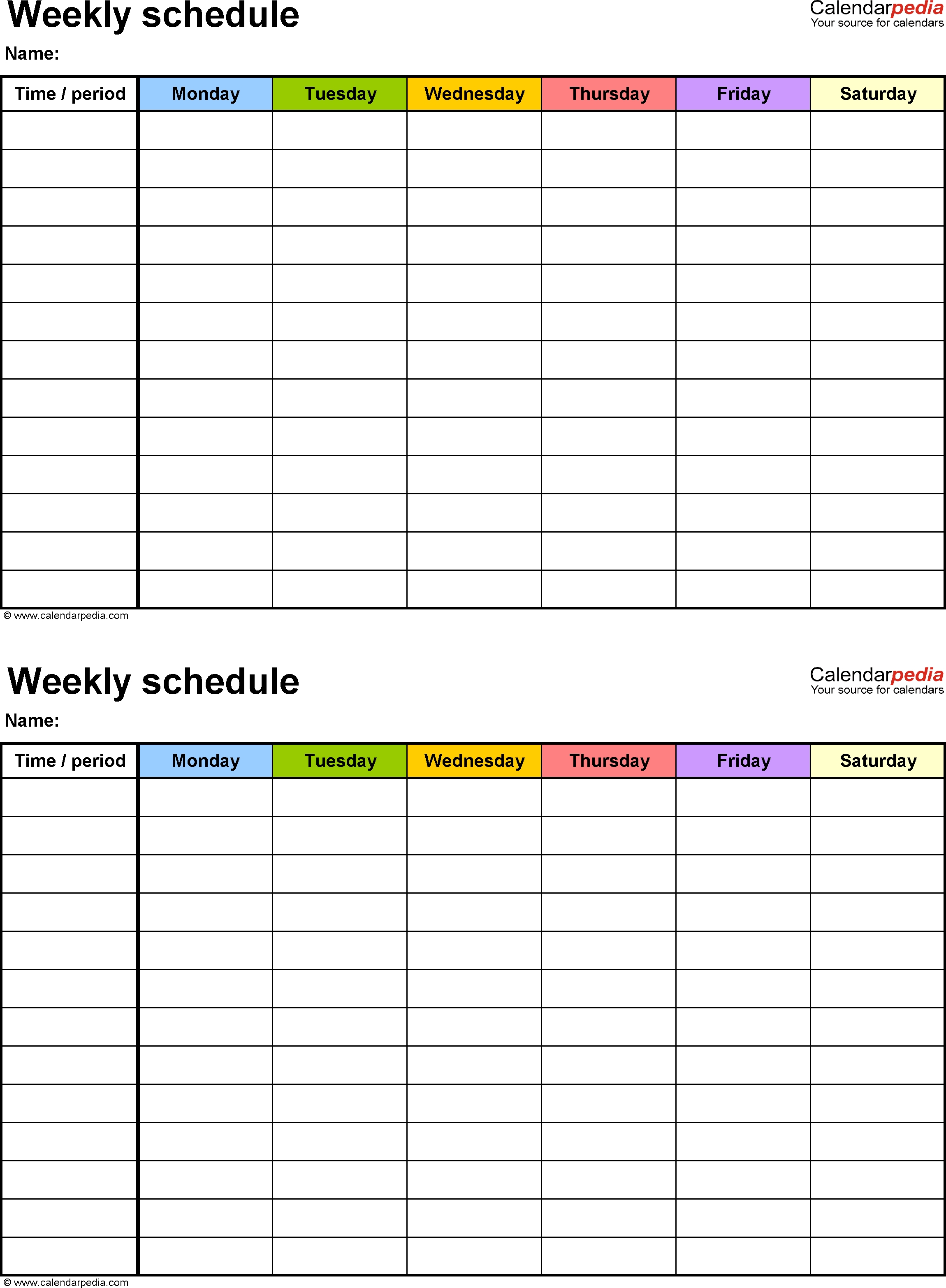 7 Day Weekly Planner Template Printable Calendar 
