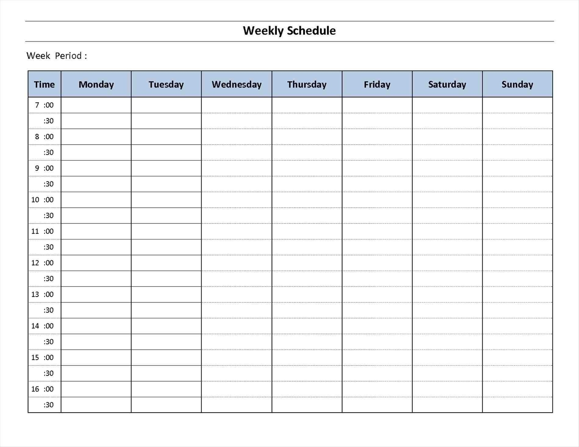 7 Day Weekly Planner Template Printable Calendar 