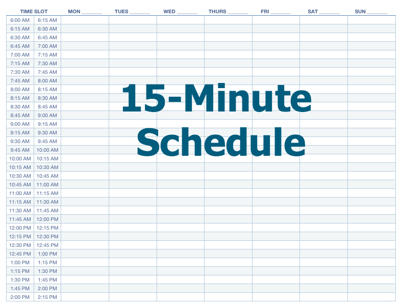 Appointment Schedule Template 15 Minute Increments 