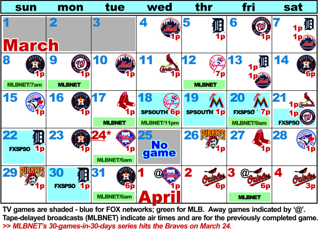 Braves Spring Training Schedule Printable