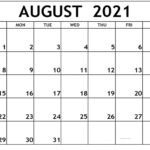 August 2021 Calendar Printable Schedule ExcelSheet Calendar