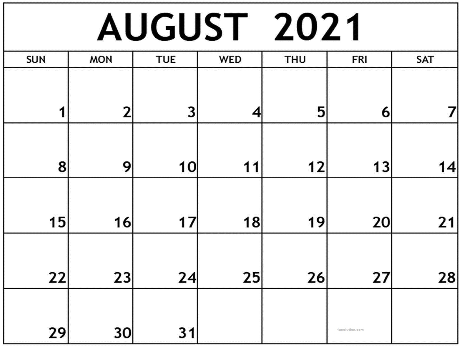 August 2025 Calendar Printable Schedule ExcelSheet Calendar